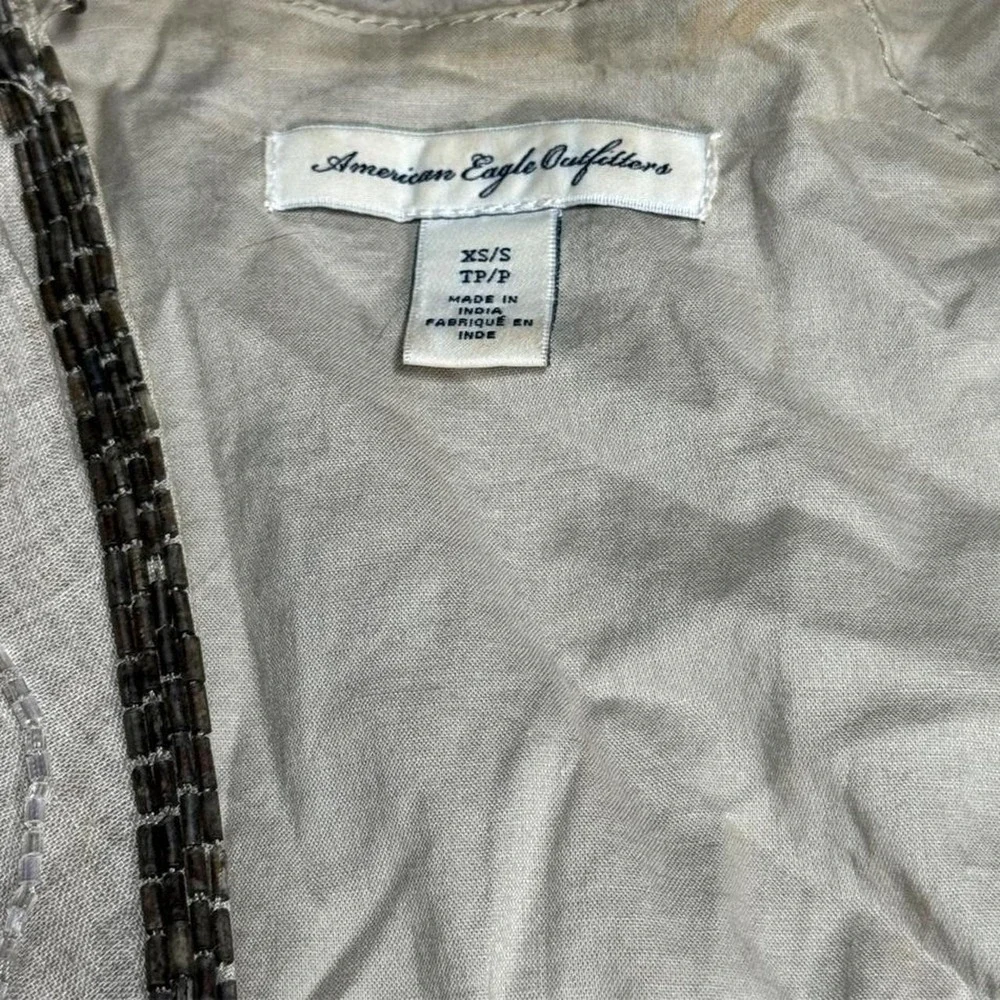 American Eagle Beaded Embroidered Boho Open Front Vest XS/S